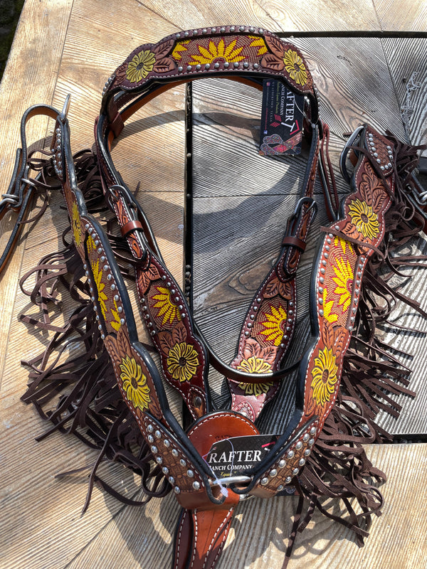 Sunflower Headstall and Breast Collar Set