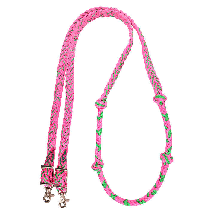 Braided Nylon Barrel Rein with Knots, Multiple Colors