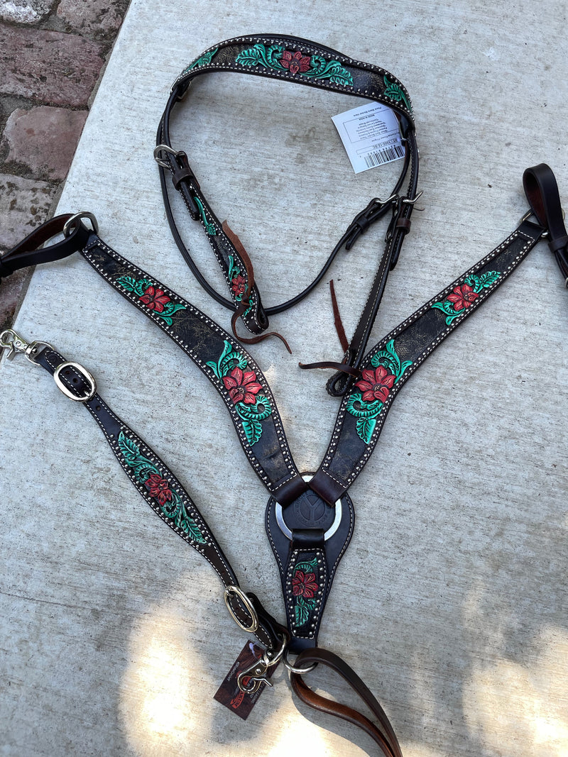 Headstall, Cactus Flower Filigree